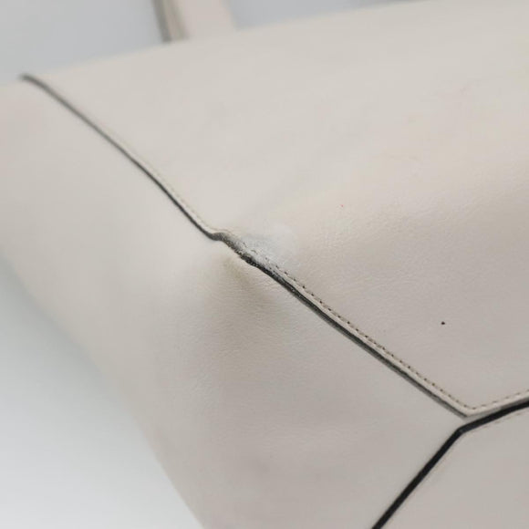 LOEWE Anagram East West Shopper Tote Bag Leather White Silver Auth bs28939