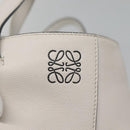 LOEWE Anagram East West Shopper Tote Bag Leather White Silver Auth bs28939-17