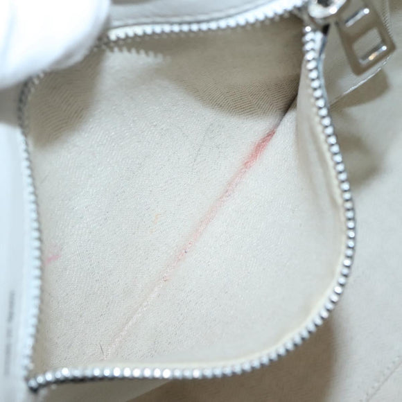 LOEWE Anagram East West Shopper Tote Bag Leather White Silver Auth bs28939