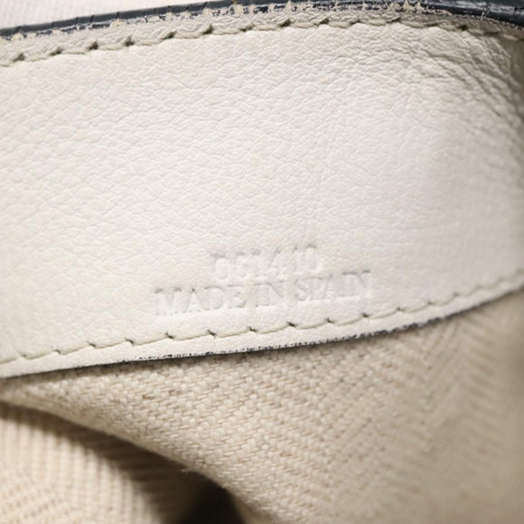 LOEWE Anagram East West Shopper Tote Bag Leather White Silver Auth bs28939