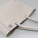 LOEWE Anagram East West Shopper Tote Bag Leather White Silver Auth bs28939-6