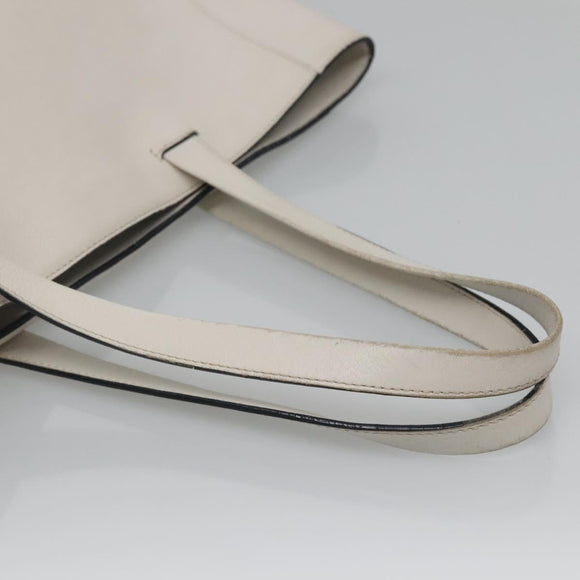 LOEWE Anagram East West Shopper Tote Bag Leather White Silver Auth bs28939