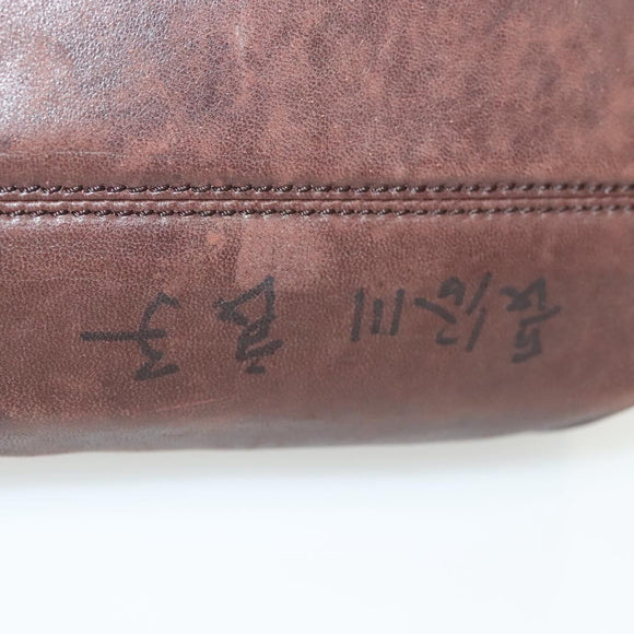 LOEWE Anagram Shoulder Bag Leather Brown Gold Auth bs28941