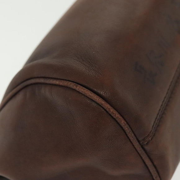 LOEWE Anagram Shoulder Bag Leather Brown Gold Auth bs28941