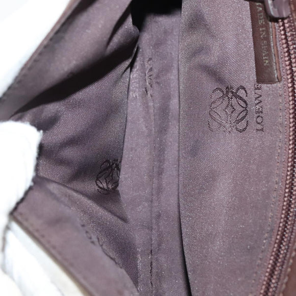 LOEWE Anagram Shoulder Bag Leather Brown Gold Auth bs28941