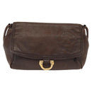 LOEWE Anagram Shoulder Bag Leather Brown Gold Auth bs28941-2