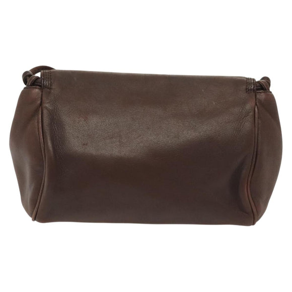 LOEWE Anagram Shoulder Bag Leather Brown Gold Auth bs28941