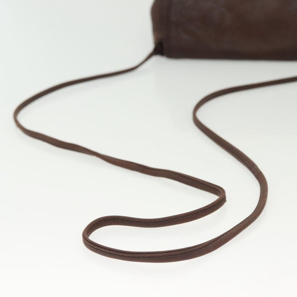 LOEWE Anagram Shoulder Bag Leather Brown Gold Auth bs28941