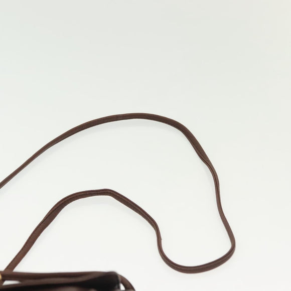 LOEWE Anagram Shoulder Bag Leather Brown Gold Auth bs28941