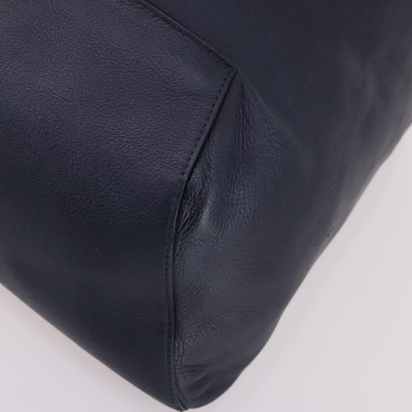 LOEWE Anagram Anton Backpack Leather Navy Silver Auth bs28942