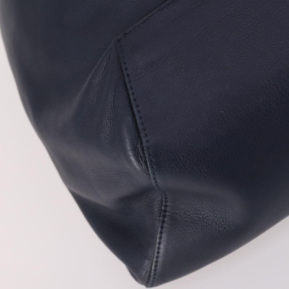 LOEWE Anagram Anton Backpack Leather Navy Silver Auth bs28942