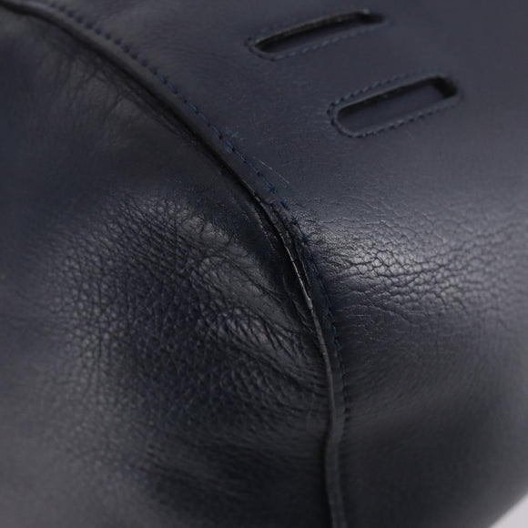 LOEWE Anagram Anton Backpack Leather Navy Silver Auth bs28942