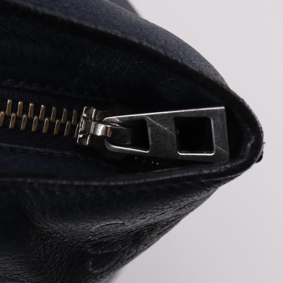 LOEWE Anagram Anton Backpack Leather Navy Silver Auth bs28942