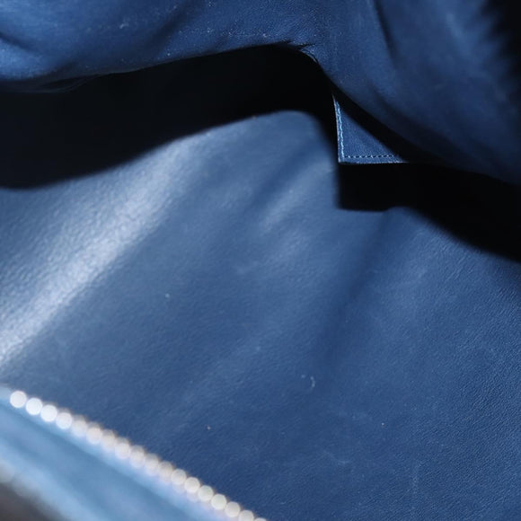 LOEWE Anagram Anton Backpack Leather Navy Silver Auth bs28942