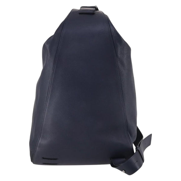 LOEWE Anagram Anton Backpack Leather Navy Silver Auth bs28942