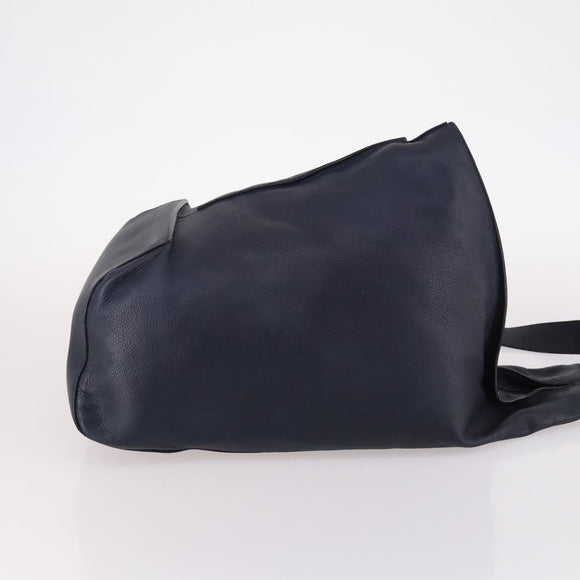 LOEWE Anagram Anton Backpack Leather Navy Silver Auth bs28942