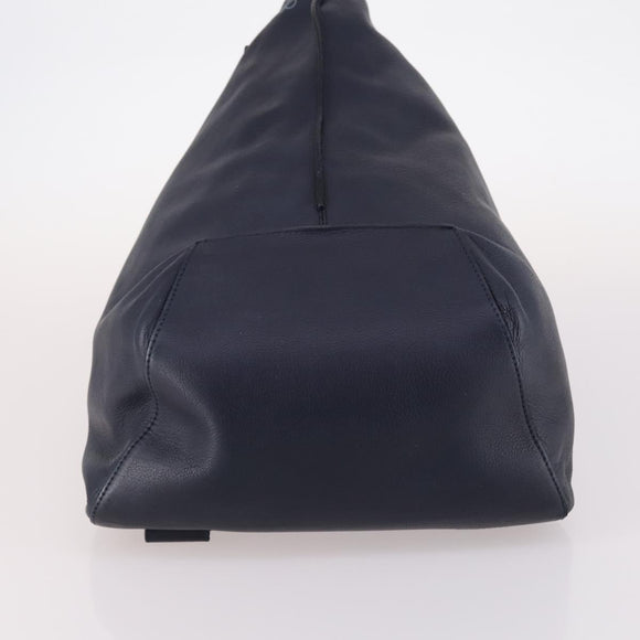 LOEWE Anagram Anton Backpack Leather Navy Silver Auth bs28942