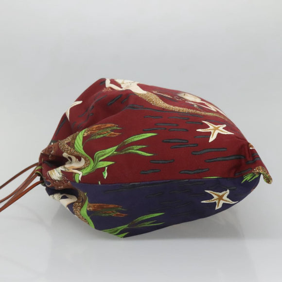 LOEWE Purse Bag Canvas Navy Bordeaux Auth bs28943