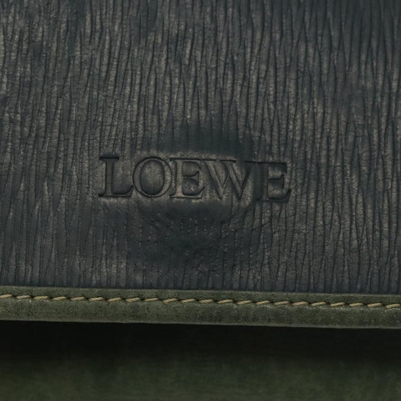 LOEWE Velazquez Shoulder Bag Leather Green Gold Auth bs28944