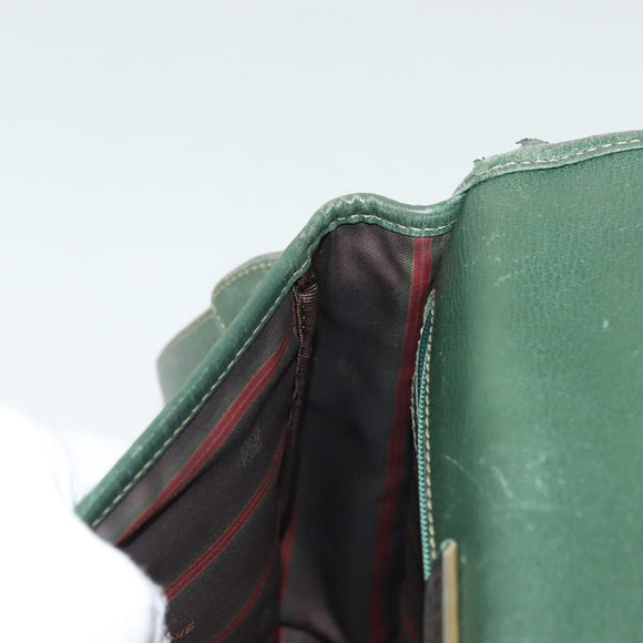 LOEWE Velazquez Shoulder Bag Leather Green Gold Auth bs28944