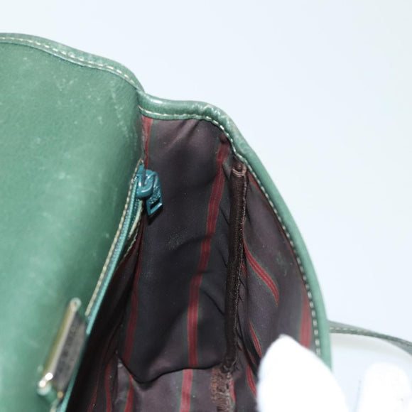 LOEWE Velazquez Shoulder Bag Leather Green Gold Auth bs28944