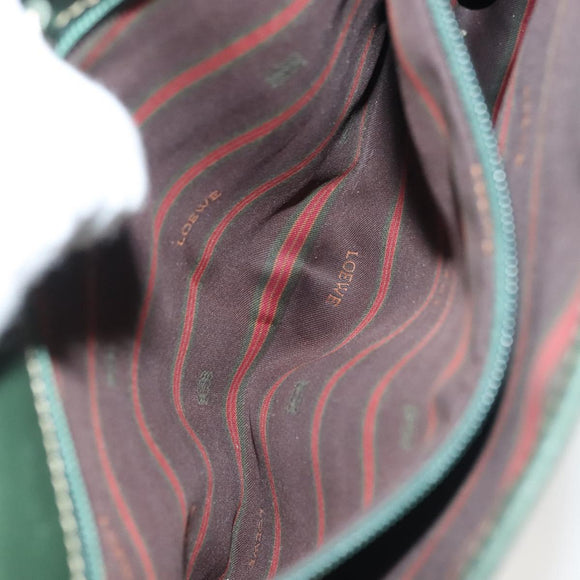 LOEWE Velazquez Shoulder Bag Leather Green Gold Auth bs28944