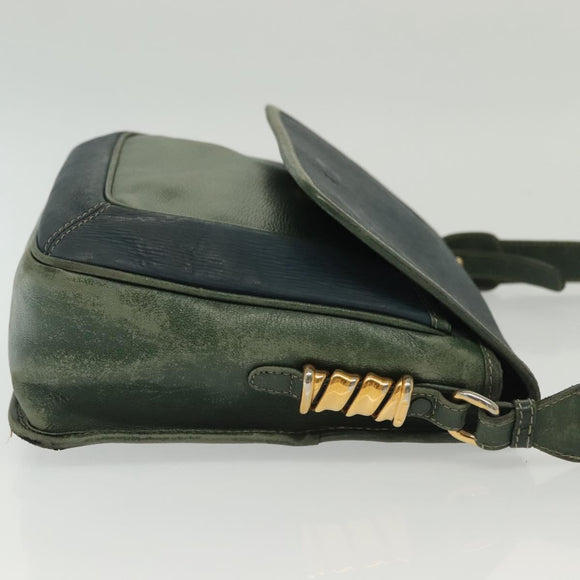 LOEWE Velazquez Shoulder Bag Leather Green Gold Auth bs28944