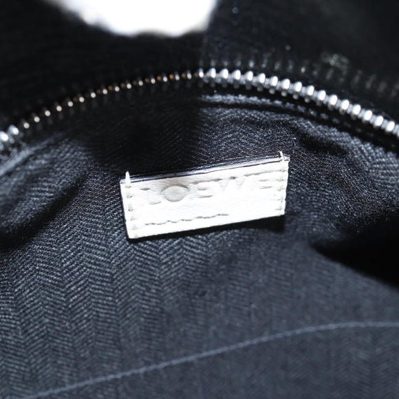 LOEWE Puzzle Hand Bag Leather 2way White Silver Auth bs28945