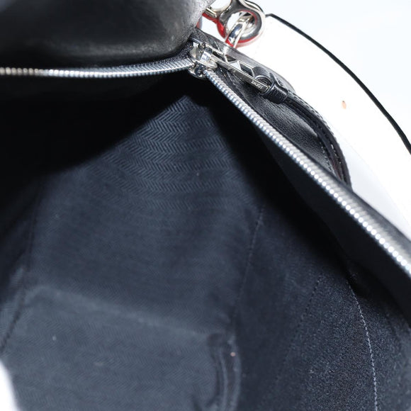 LOEWE Puzzle Hand Bag Leather 2way White Silver Auth bs28945