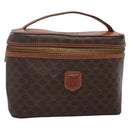 CELINE Macadam Canvas Vanity Pouch PVC Leather Brown Gold Auth bs28947-1