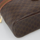 CELINE Macadam Canvas Vanity Pouch PVC Leather Brown Gold Auth bs28947-11