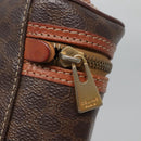 CELINE Macadam Canvas Vanity Pouch PVC Leather Brown Gold Auth bs28947-14