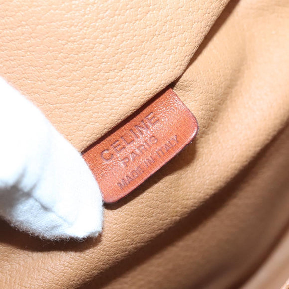 CELINE Macadam Canvas Vanity Pouch PVC Leather Brown Gold Auth bs28947