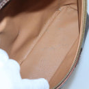 CELINE Macadam Canvas Vanity Pouch PVC Leather Brown Gold Auth bs28947-16