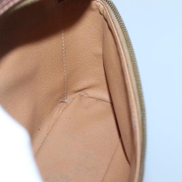 CELINE Macadam Canvas Vanity Pouch PVC Leather Brown Gold Auth bs28947