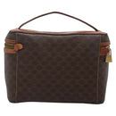 CELINE Macadam Canvas Vanity Pouch PVC Leather Brown Gold Auth bs28947-3