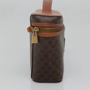 CELINE Macadam Canvas Vanity Pouch PVC Leather Brown Gold Auth bs28947-4
