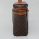 CELINE Macadam Canvas Vanity Pouch PVC Leather Brown Gold Auth bs28947-5