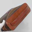 CELINE Macadam Canvas Vanity Pouch PVC Leather Brown Gold Auth bs28947-6