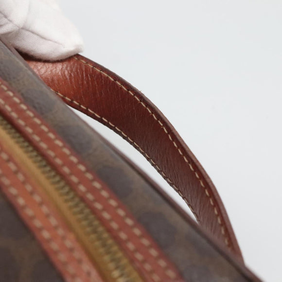 CELINE Macadam Canvas Vanity Pouch PVC Leather Brown Gold Auth bs28947