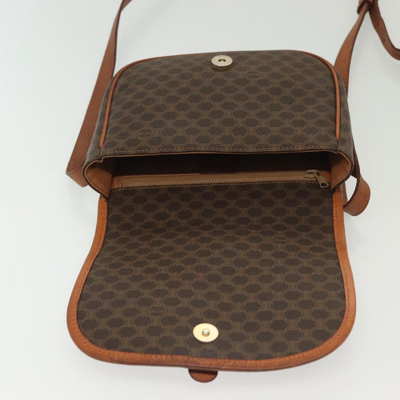 CELINE Macadam Canvas Shoulder Bag PVC Leather Brown Gold Auth bs28948