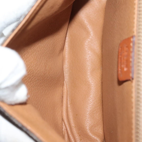 CELINE Macadam Canvas Shoulder Bag PVC Leather Brown Gold Auth bs28948