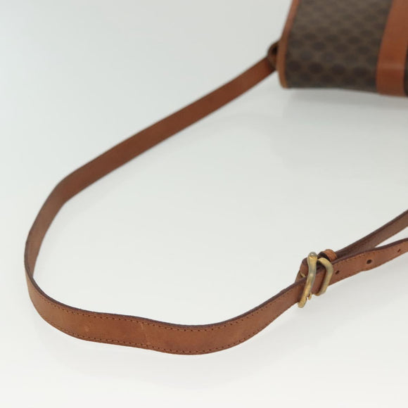 CELINE Macadam Canvas Shoulder Bag PVC Leather Brown Gold Auth bs28948