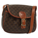 CELINE Macadam Canvas Shoulder Bag PVC Leather Brown Gold Auth bs28950-1