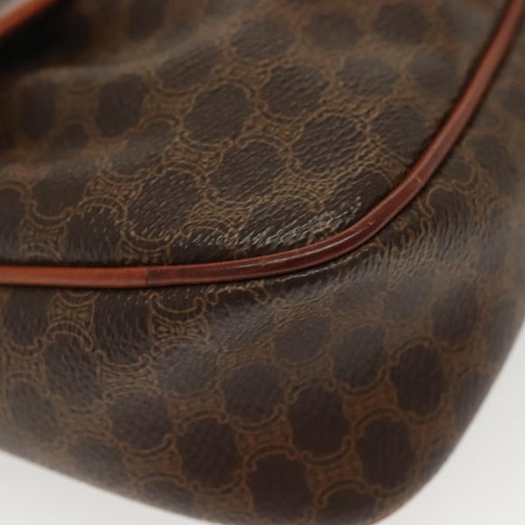 CELINE Macadam Canvas Shoulder Bag PVC Leather Brown Gold Auth bs28950