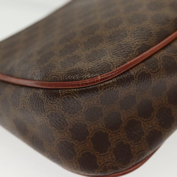 CELINE Macadam Canvas Shoulder Bag PVC Leather Brown Gold Auth bs28950