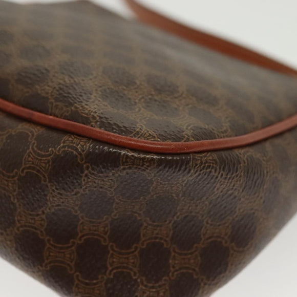 CELINE Macadam Canvas Shoulder Bag PVC Leather Brown Gold Auth bs28950