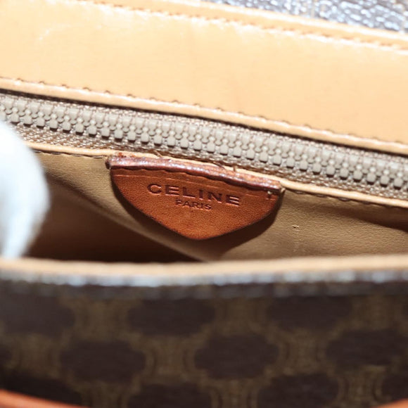 CELINE Macadam Canvas Shoulder Bag PVC Leather Brown Gold Auth bs28950