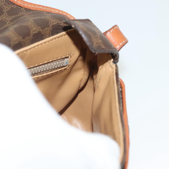 CELINE Macadam Canvas Shoulder Bag PVC Leather Brown Gold Auth bs28950