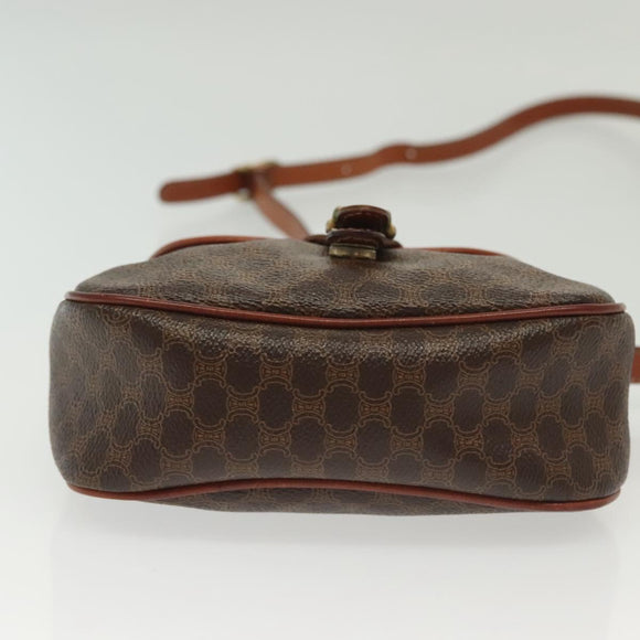 CELINE Macadam Canvas Shoulder Bag PVC Leather Brown Gold Auth bs28950